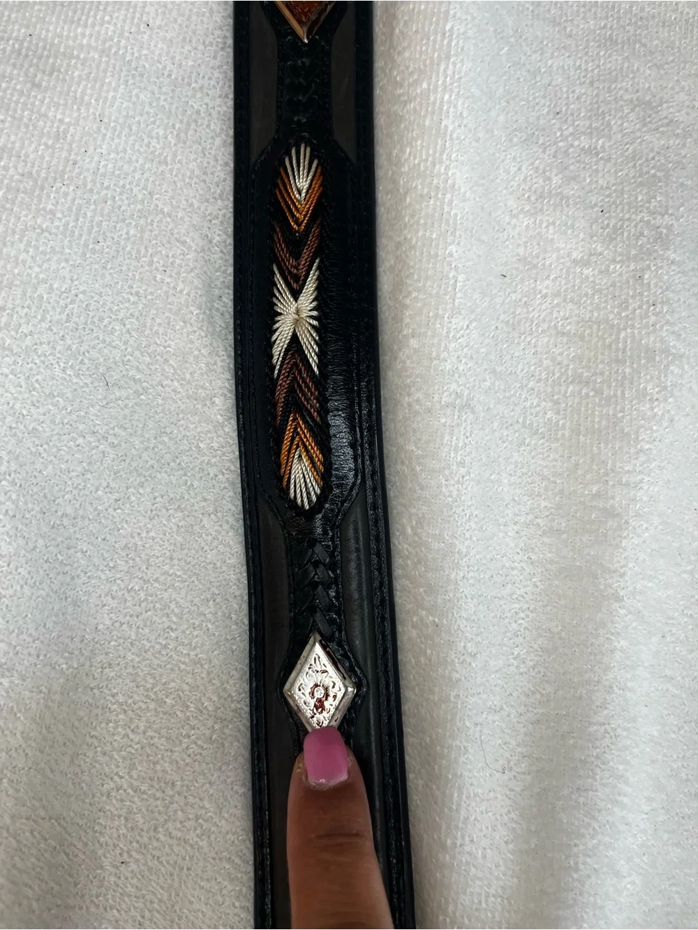 Western Concho Diamond Leather Belt Size 42 Brown n Black Removable Buckle